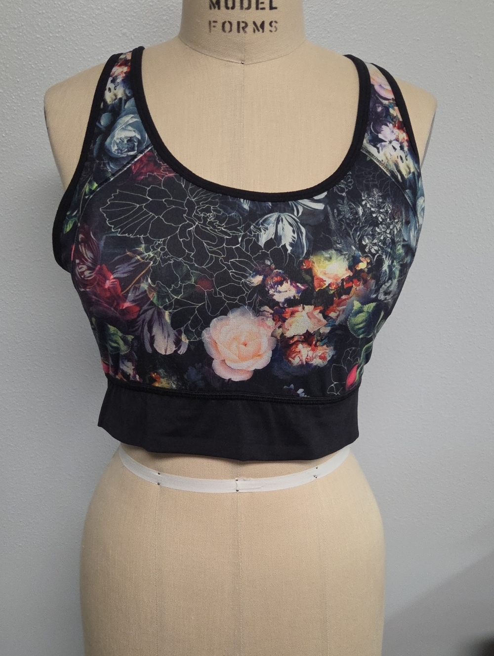 Athleta Black Floral Racerback Work Out Top
